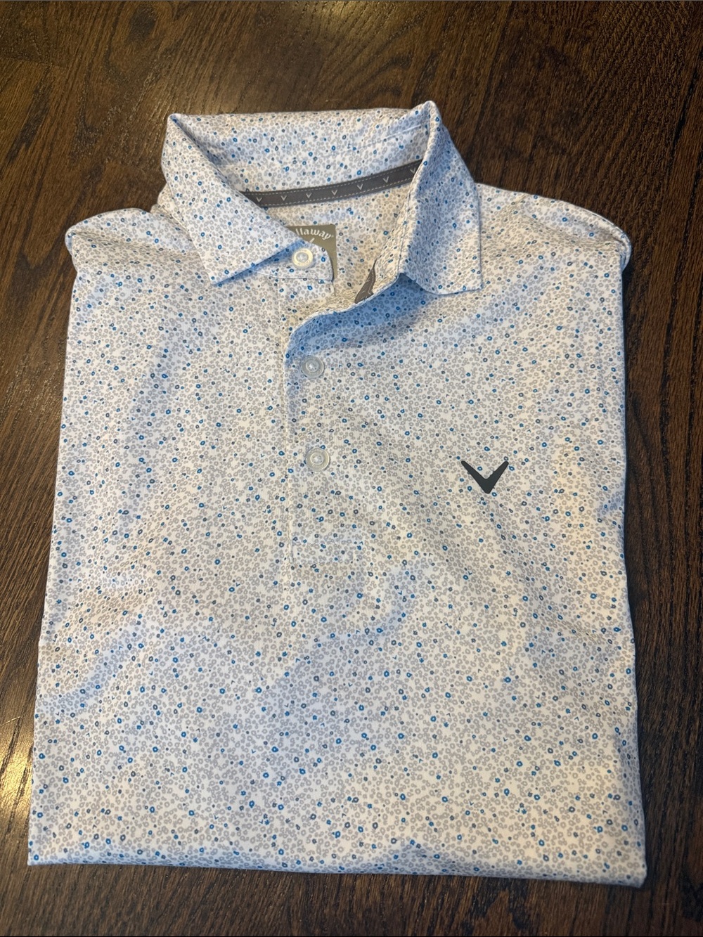 Callaway Men's White Polo with Light Blue Floral Print nwot small